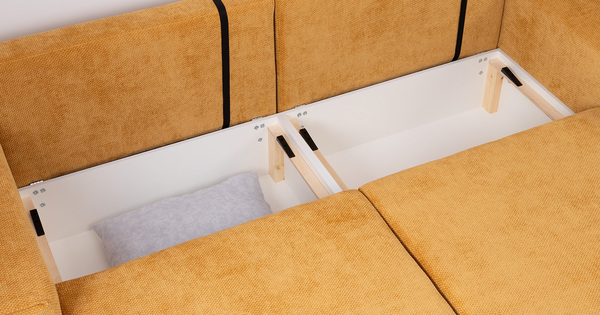 Диван-кровать угловой Оксфорд 714 композиция 1, шенилл STORM 8 горчичный, модульная система, сборка на любую сторону