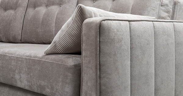 Диван-кровать угловой Арно ТД 563 велюр Лаки 02 серый жемчуг, Vertical 910 молочно-серый, сборка на любую сторону