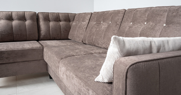 Диван-кровать угловой Арно ТД 564 велюр Лаки 06 коричневый перламутр, Vertical 910 молочно-серый, сборка на любую сторону