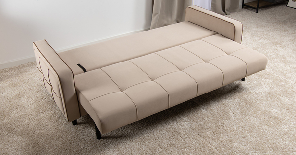 Диван-кровать прямой Черри ТД 284 велюр Irida 02 светло-бежевый, Эвита шоколад бежево-коричневый