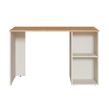 Стол письменный Лайт 12.163 сатин 7045 SU, гикори рокфорд натуральный KO86 PW, сборка на любую сторону, два варианта сборки тумбы