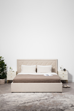 Кровать Марион 160 велюр OCEAN 002 бежевый с ортопедическим основанием и подъемным механизмом (спальное место 160 х 200)