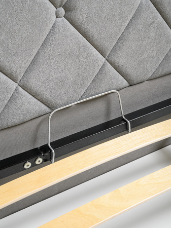 Кровать Марион 160 велюр OCEAN 023 серый с ортопедическим основанием и подъемным механизмом (спальное место 160 х 200)