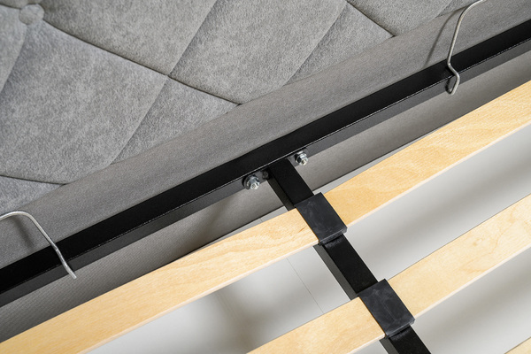 Кровать Марион 140 велюр OCEAN 023 серый с ортопедическим основанием и подъемным механизмом (спальное место 140 х 200)