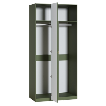 Шкаф угловой Марион 16.339 дымчатый зеленый K521, олива шагрень AG 1050 ПВХ (собирается на любую сторону)