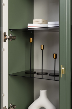 Гостиная Марион композиция 2 дымчатый зеленый K521, олива шагрень AG 1050 ПВХ, белый PE шагрень (собирается на любую сторону)