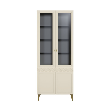 Гостиная Марион композиция 1 слоновая кость С341 PE, слоновая кость 6898 ПВХ, белый PE шагрень (собирается на любую сторону)