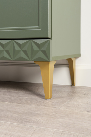 Гостиная Марион композиция 2 дымчатый зеленый K521, олива шагрень AG 1050 ПВХ, белый PE шагрень (собирается на любую сторону)