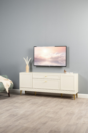 Гостиная Марион композиция 3 слоновая кость С341 PE, слоновая кость 6898 ПВХ, белый PE шагрень (собирается на любую сторону)