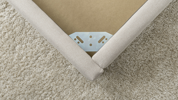 Кровать Миа 160 рогожка светло-бежевый, кант желтовато-коричневый с ортопедическим основанием и подъемным механизмом