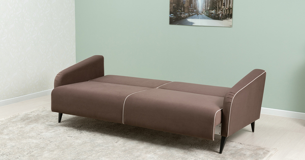 Диван-кровать прямой Ноэль ТД 448 велюр шоколадный, светлый кварцевый серый