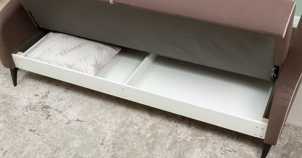 Диван-кровать прямой Ноэль ТД 448 велюр шоколадный, светлый кварцевый серый