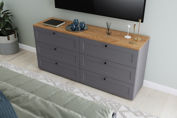 Комод Остин 16.240 серый графит, дуб золотой CRAFT, серый графит ПВХ