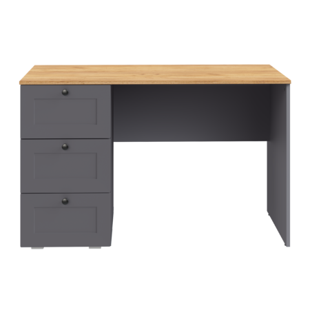 Стол письменный Остин 12.159 серый графит 0162 РЕ, дуб золотой CRAFT, графит ZB 856-2 ПВХ, сборка на любую сторону
